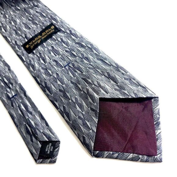 George Machado Zylos Gold Woven Gray Abstract Geometric Wide Silk Tie - Picture 5 of 6